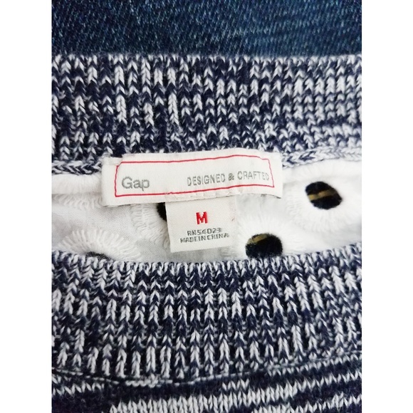 Gap Blue Heathered Sweater w/ Eyelet Back Md - Picture 2 of 3